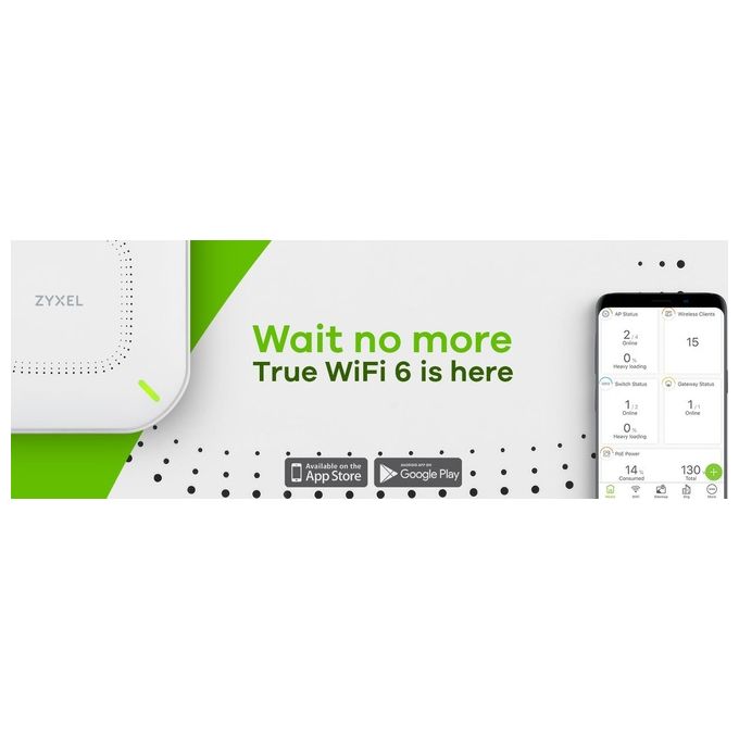 Zyxel NWA110AX-EU0102F Access Point Wireless True WiFi6 1,77Gbps con CPU Quad Core e Doppia Antenna 2x2 MU-MIMO