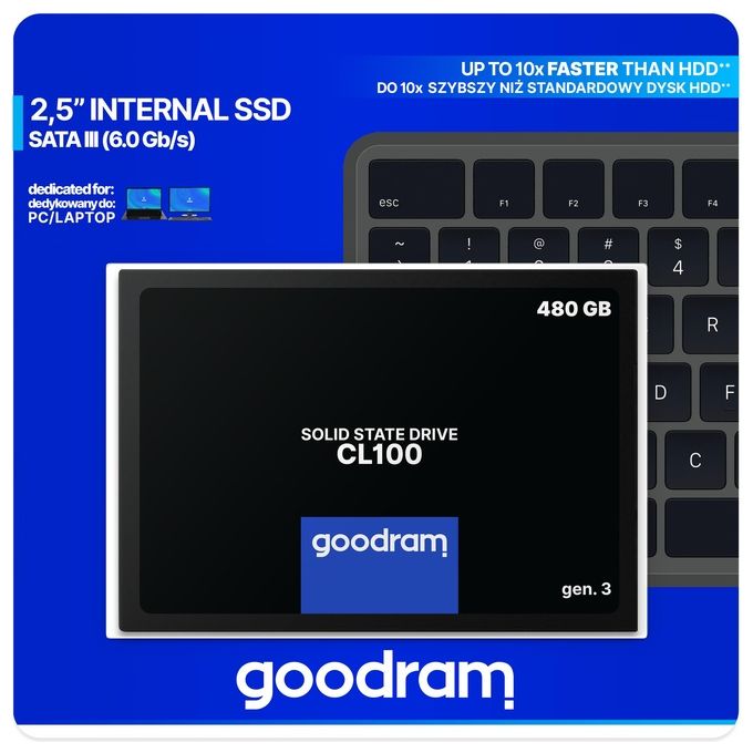 Goodram SSDPR-CL100-480-G3 CL100 Gen 3 SSD Interno 480 GB 2.5'' SATA III 3D TLC NAND 540 MB-s
