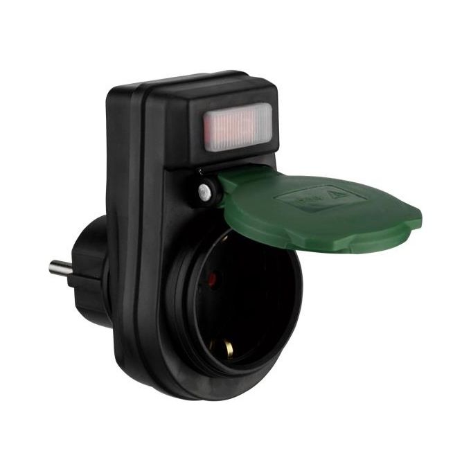 Rev Adattatore con Interruttore IP44 Nero-Verde