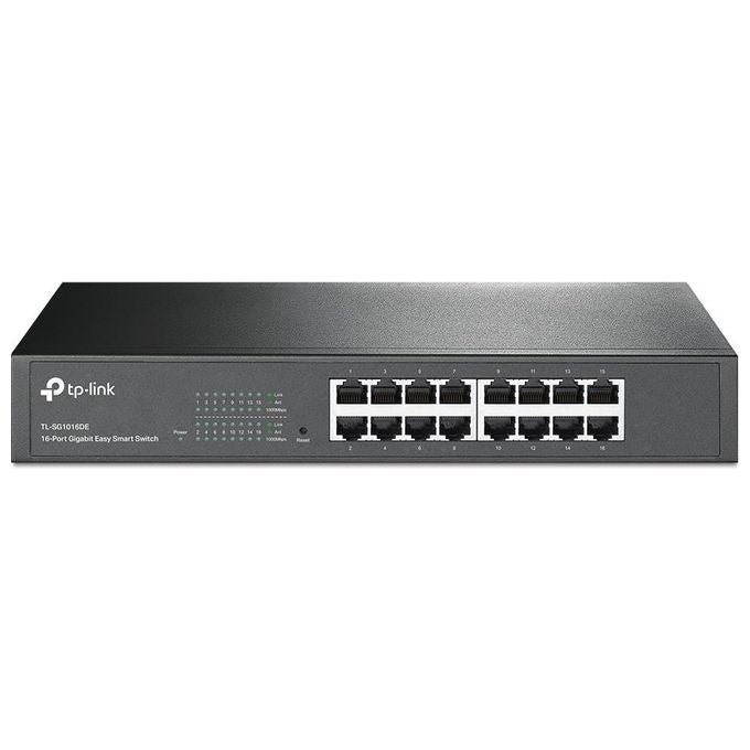 TP-Link TL-SG1016DE Switch Desktop Easy Smart, 16 Porte RJ45 Gigabit 10-100-1000 Mbps, Plug and Play, Struttura in Acciaio