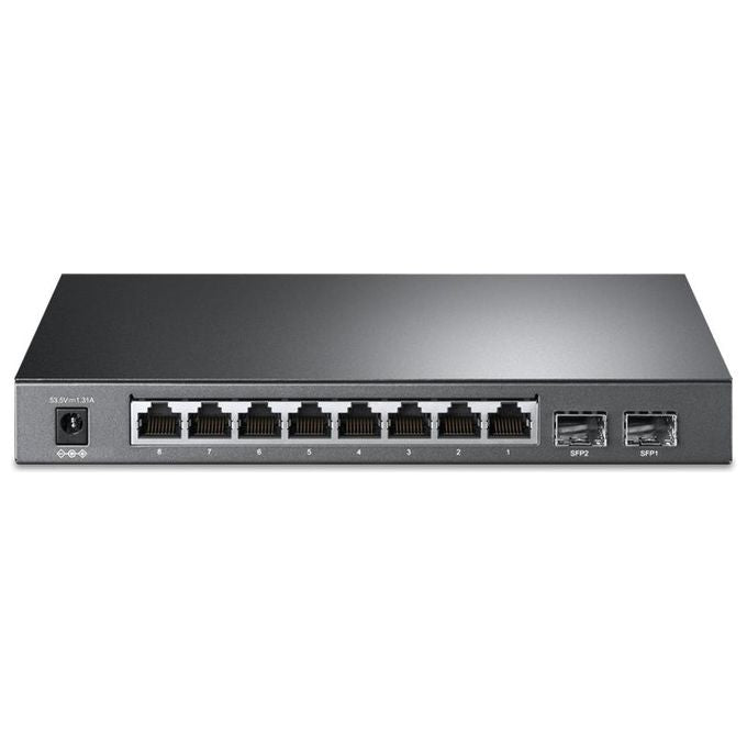 TP-LINK Switch 8p Lan Gigabit Poe+ Smart Rj45 con 2 Sfp,802.3af Sfp Alim.53w Poe