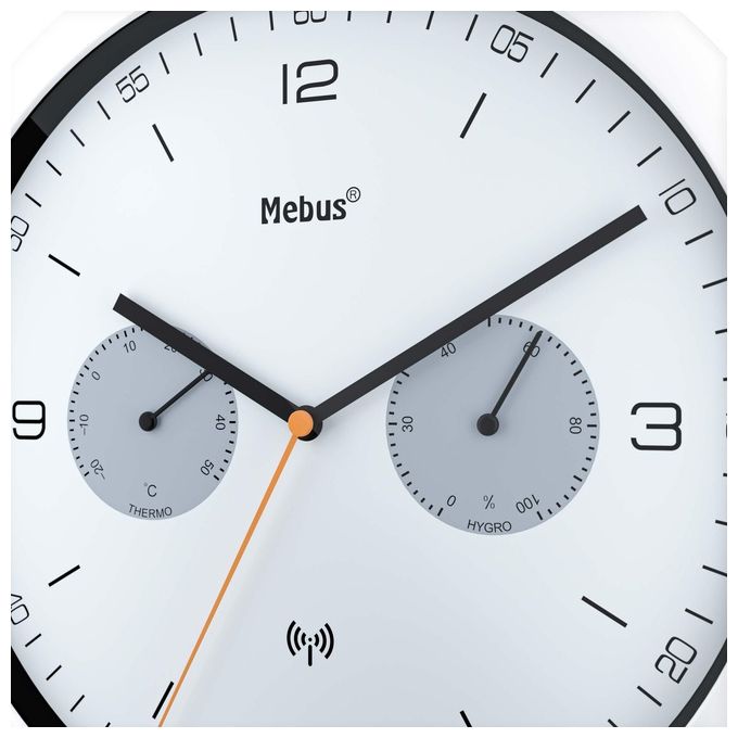 Mebus Orologio a Muro Radiocontrollato Bianco