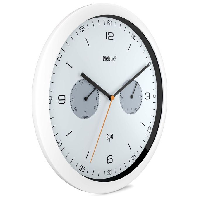 Mebus Orologio a Muro Radiocontrollato Bianco