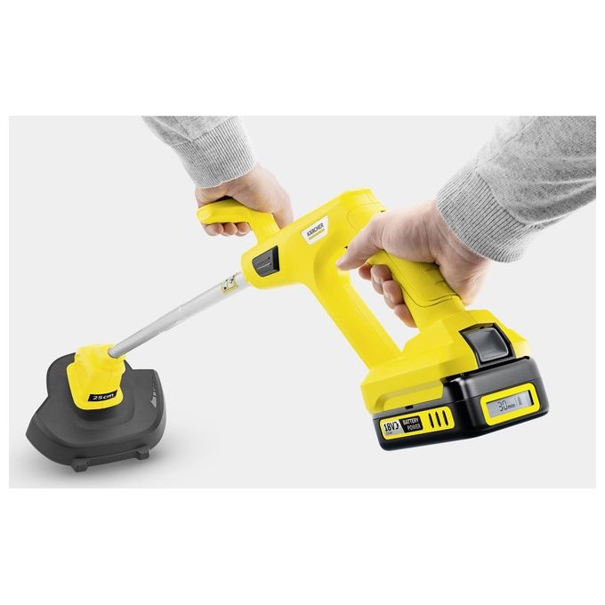 KÄRCHER 1.444-300.0 LTR 18-25 Tagliabordi a Batteria 18 V Diametro di Taglio 25 cm Velocita' 9500 rpm con Testina Ruotabile e Avanzamento Automatico del Filo colore Giallo