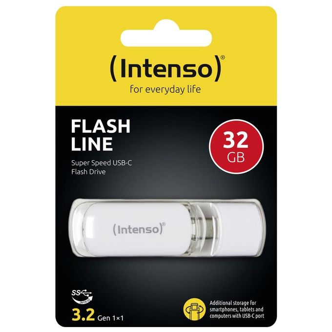Intenso Flash Line 32Gb Chiavetta Usb Tipo C Super Speed Usb 3.1 Bianco
