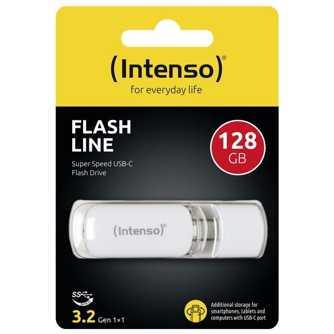 Intenso Flash Line 128Gb Chiavetta Usb Tipo C Super Speed Usb 3.1 Bianco
