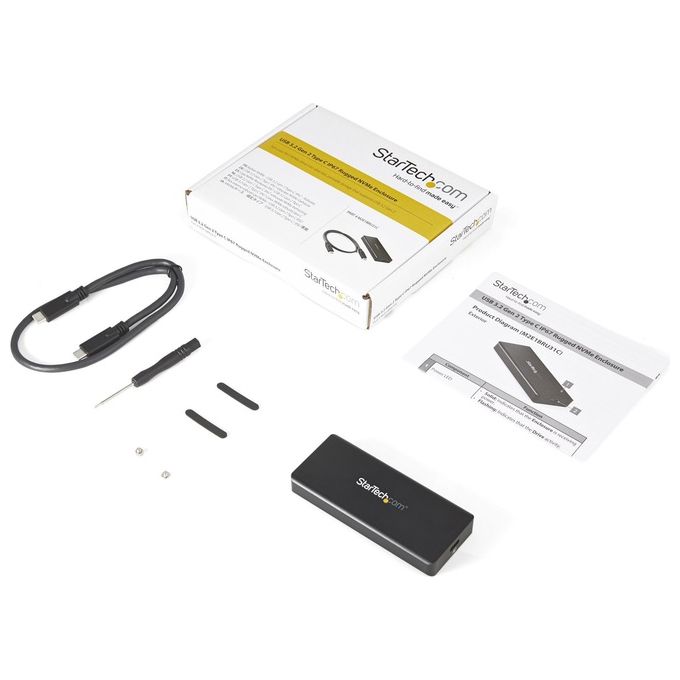 StarTech M2E1BRU31C Box Esterno SSD NVMe M.2 PCIe USB 3.2 Gen 2 10 Gbps Tipo C IP67 Resistente Acqua Polvere colore Nero