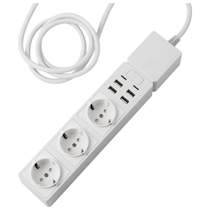 Edimax Presa Multipla con Protezione Sovratensione con 3 AC Porte e 4 Usb