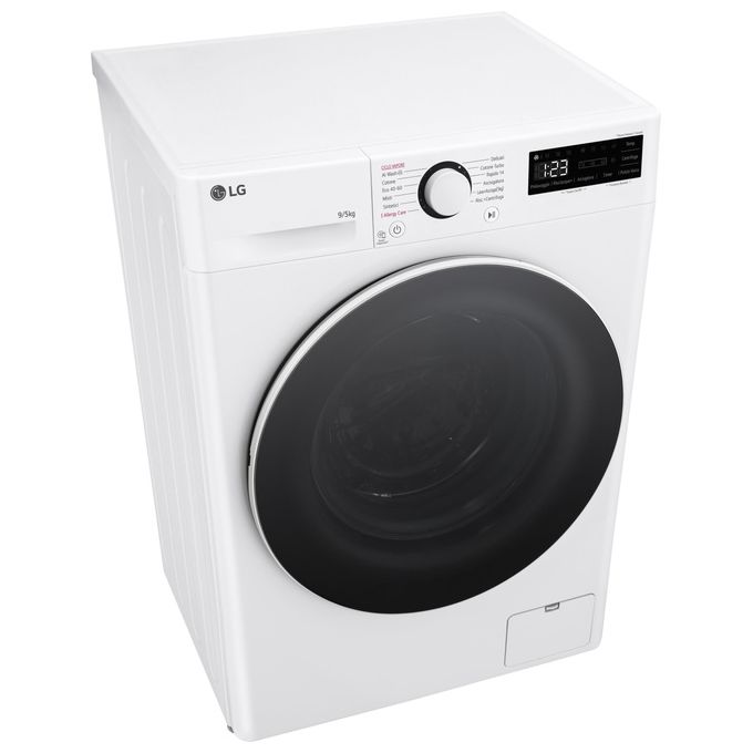 LG D2R5S09TSWW Lavasciuga Slim 9-5 Kg 1160 rpm Classe E AI DD TurboWash 360 Vapore Allergy Care (85x60x47,5 cm) colore Bianco