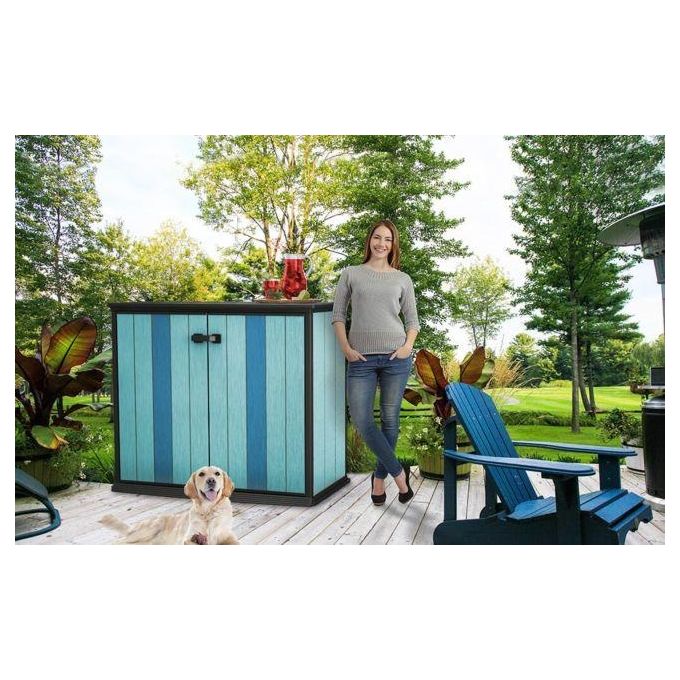 Keter Box Armadio Portattrezzi da esterno Patio Store in Resina 139,5x77x120h 1000 Lt Grigio
