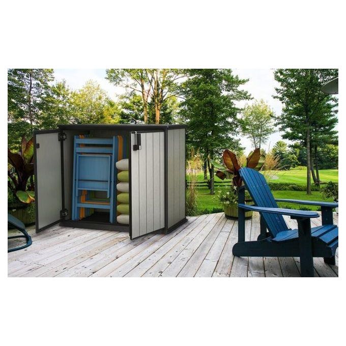 Keter Box Armadio Portattrezzi da esterno Patio Store in Resina 139,5x77x120h 1000 Lt Grigio