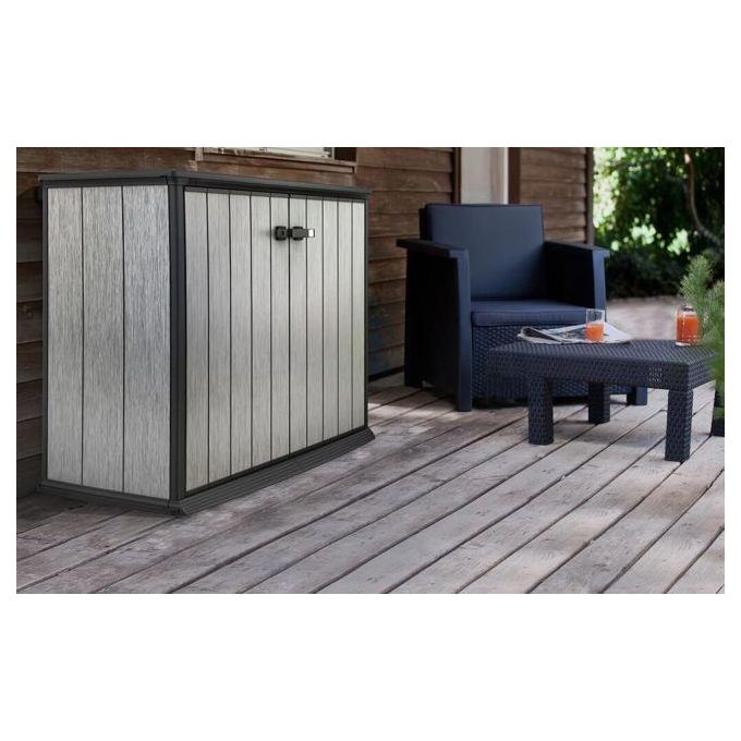Keter Box Armadio Portattrezzi da esterno Patio Store in Resina 139,5x77x120h 1000 Lt Grigio