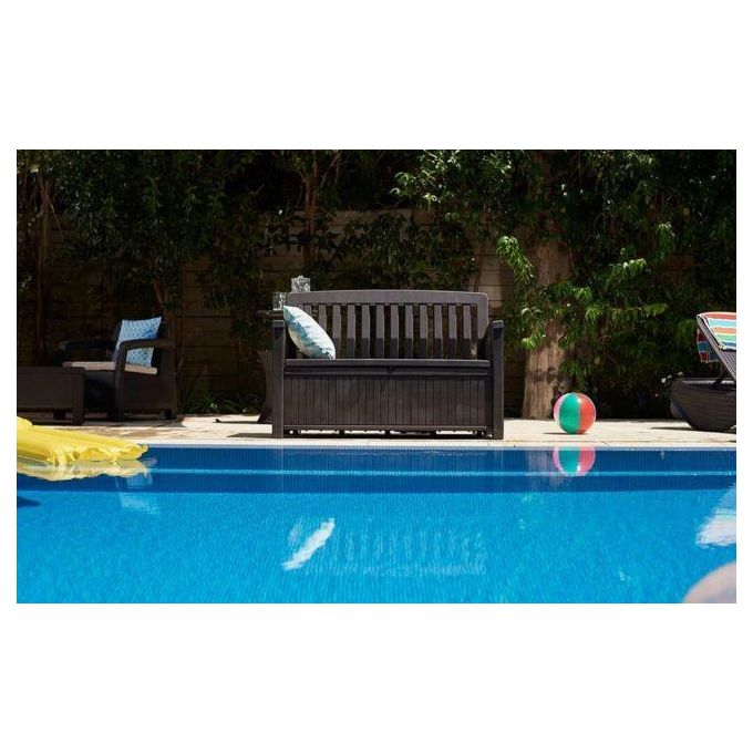 Keter Cassapanca Patio Bench in Resina 132 7x61 2x89 5H con Capacita' 227 Lt Grafite per Arredo Giardino