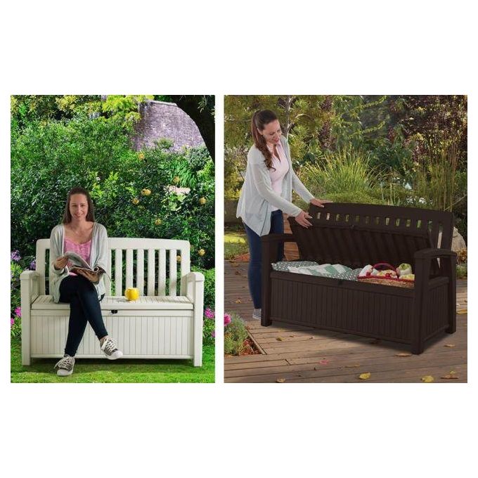 Keter Cassapanca Patio Bench in Resina 132 7x61 2x89 5H con Capacita' 227 Lt Grafite per Arredo Giardino