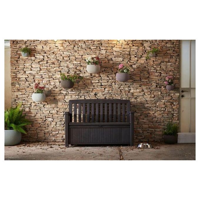 Keter Cassapanca Patio Bench in Resina 132 7x61 2x89 5H con Capacita' 227 Lt Grafite per Arredo Giardino