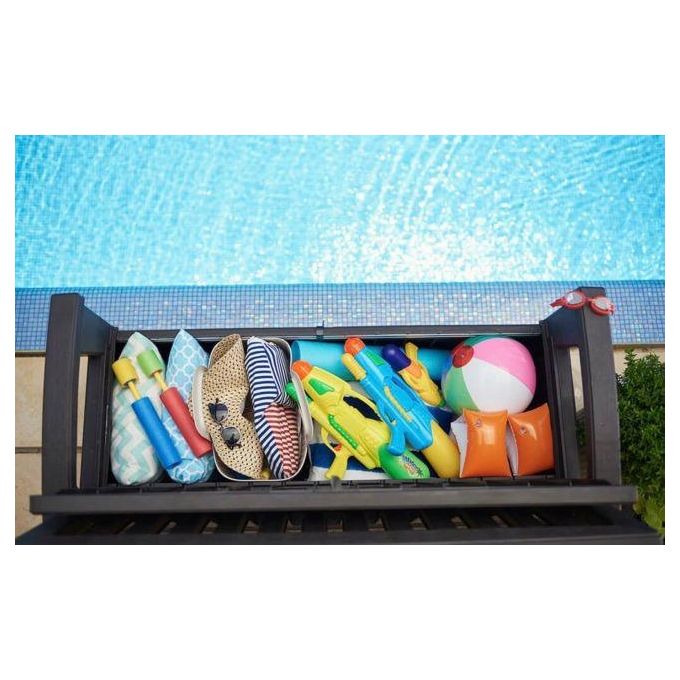Keter Cassapanca Patio Bench in Resina 132 7x61 2x89 5H con Capacita' 227 Lt Grafite per Arredo Giardino
