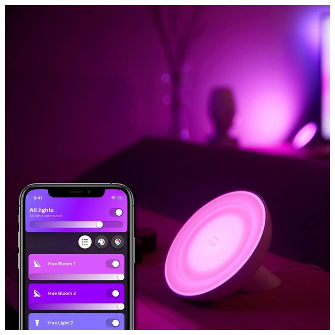 Philips Lampada Hue Bloom Led 7.1W Nero, 16 Milioni di Colori, Ambiance Bianco e Colore, 2000-6500 K Decorativa