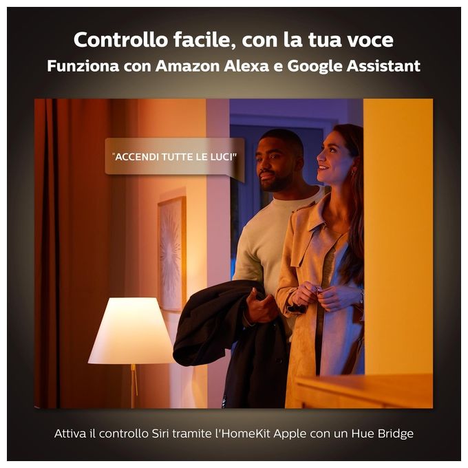 Philips Lampada Portatile Hue Go White e Color Ambiance Smart, Controllo Wireless e Personalizzazione Luminosita'