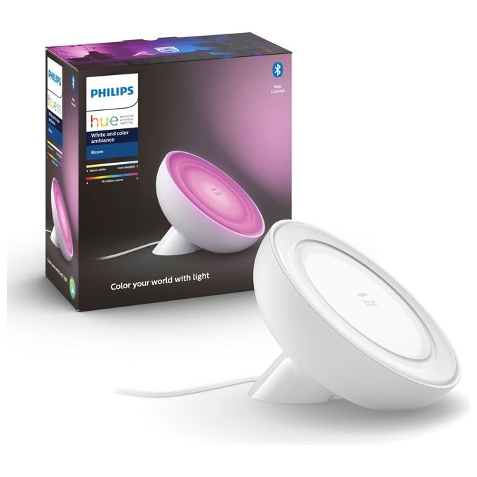 Philips Lampada Hue Bloom da Tavolo LED 7.1W, 16 Milioni di Colori, Bianco, Temperatura 2000-6500K