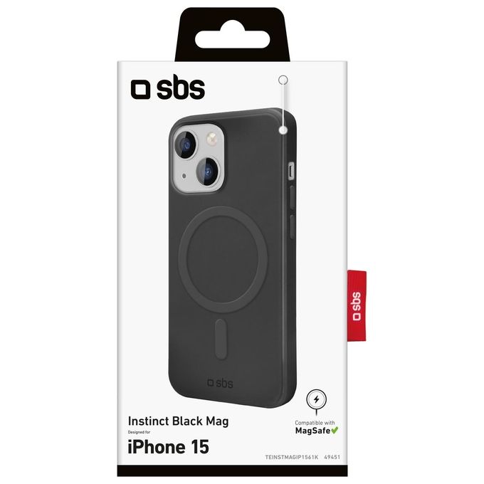 SBS TEINSTMAGIP1561K Custodia per Cellulare Cover Compatibile con MagSafe per iPhone 15 15,5 cm (6,1'') colore Nero