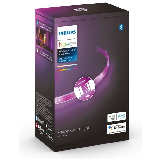 Philips Striscia LED Hue White and Color Ambiance Lightstrip Plus Estensione da 1 Metro di Alta Qualita' per Illuminazione Personalizzata