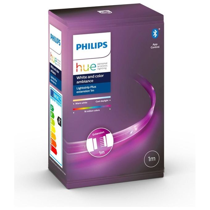 Philips Striscia LED Hue White and Color Ambiance Lightstrip Plus Estensione da 1 Metro di Alta Qualita' per Illuminazione Personalizzata