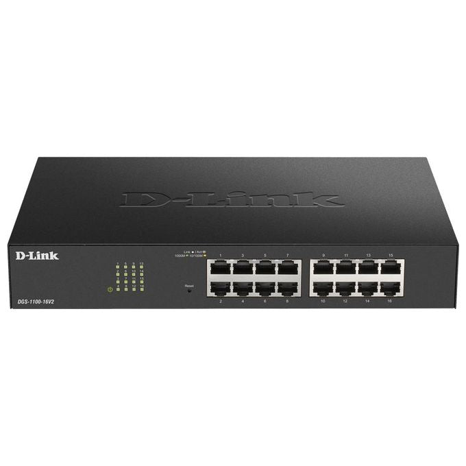 D-Link DGS-1100-16V2 Switch di Rete Gestito L2 16 Porte Gigabit Ethernet 10-100-1000 Supporto VLAN QoS Fanless colore Nero