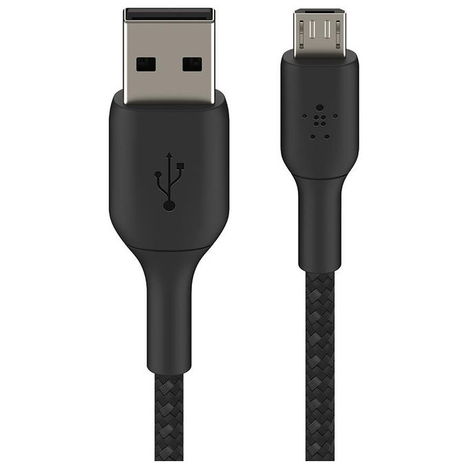 Belkin Cavo Micro-USB per Altoparlanti Portatili Power Bank E-Reader Cavo Intrecciato da USB-A a Micro-USB 1mt Nero