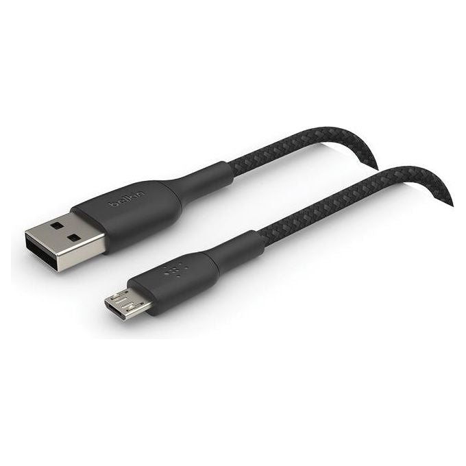 Belkin Cavo Micro-USB per Altoparlanti Portatili Power Bank E-Reader Cavo Intrecciato da USB-A a Micro-USB 1mt Nero