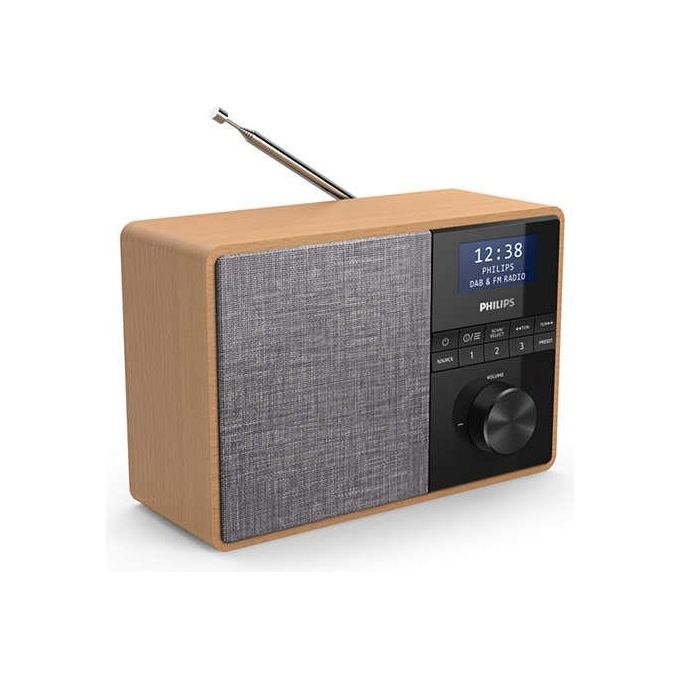 Philips TAR5505-10 Radio Portatile Digitale DAB DAB+ FM Bluetooth 5.0 5W Display LCD colore Nero Grigio Legno