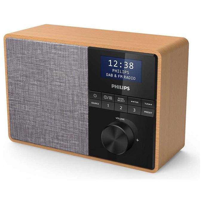 Philips TAR5505-10 Radio Portatile Digitale DAB DAB+ FM Bluetooth 5.0 5W Display LCD colore Nero Grigio Legno