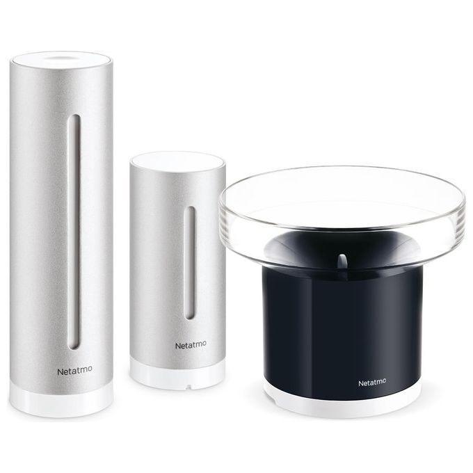 Netatmo NBU-NWS-NRG-EU Stazione Meteo Intelligente con Pluviometro Wi-Fi temperatura umidita' qualita' aria pressione barometrica colore Argento