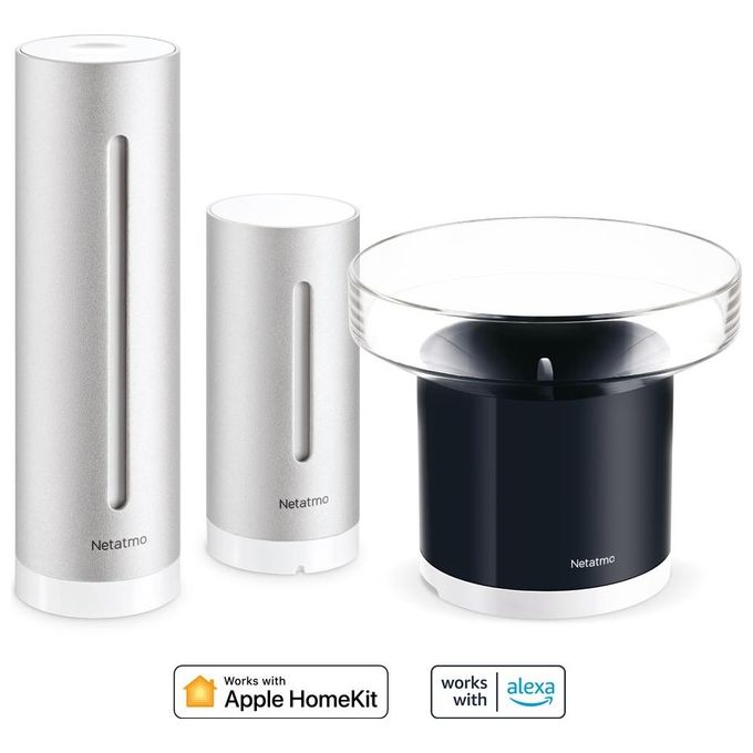 Netatmo NBU-NWS-NRG-EU Stazione Meteo Intelligente con Pluviometro Wi-Fi temperatura umidita' qualita' aria pressione barometrica colore Argento