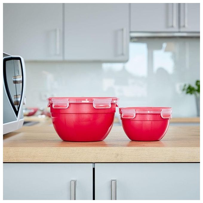 Emsa Clip e Micro Contenitore Rotondo Microonde Rosso 2.6 Litri