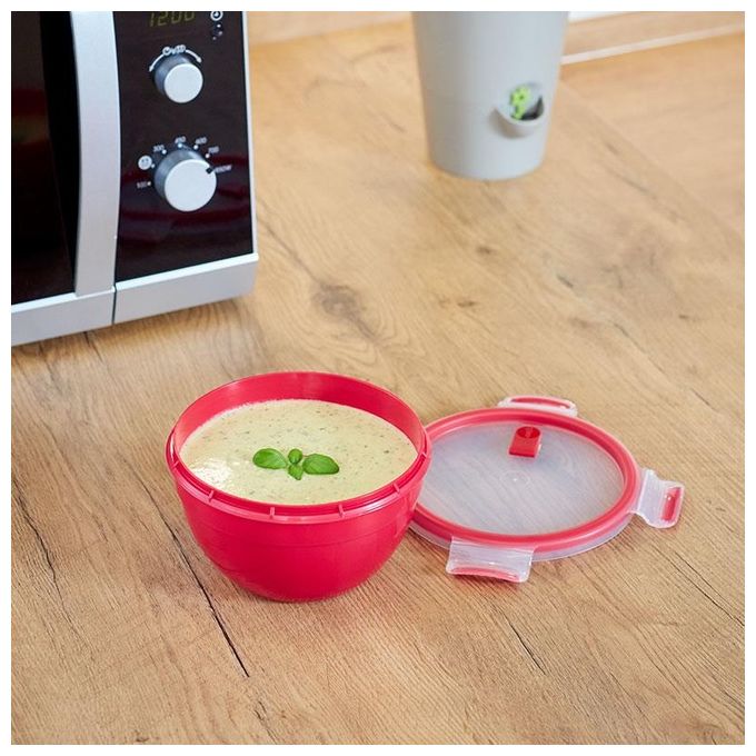 Emsa Clip e Micro Contenitore Rotondo Microonde Rosso 1.1 Litro