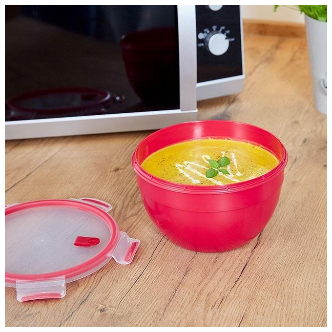 Emsa Clip e Micro Contenitore Rotondo Microonde Rosso 2.6 Litri