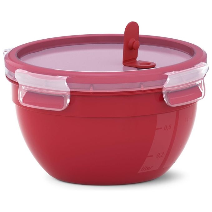 Emsa Clip e Micro Contenitore Rotondo Microonde Rosso 1.1 Litro