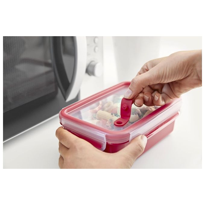 Emsa 517773 Clip and Micro Contenitore per Alimenti Ermetico per Microonde 1 L colore Rosso