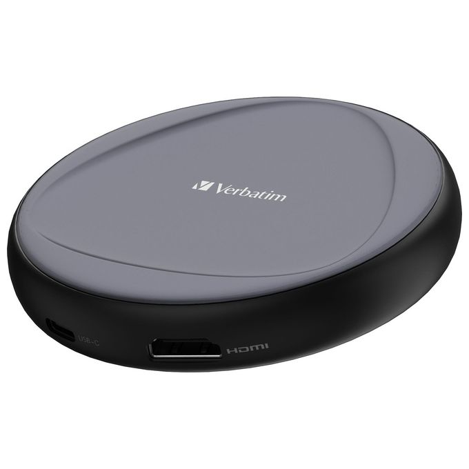 Verbatim 32147 Share My Screen Adattatore Wireless USB-C HDMI 4K 30 Hz con Porta USB-A Aggiuntiva colore Nero Grigio