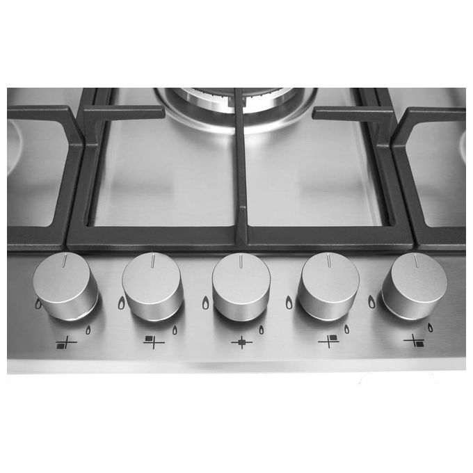 Whirlpool GMR 7522-IXL Piano Cottura a Gas 5 Zone iXelium Griglie in Ghisa 73 cm Acciaio Inox