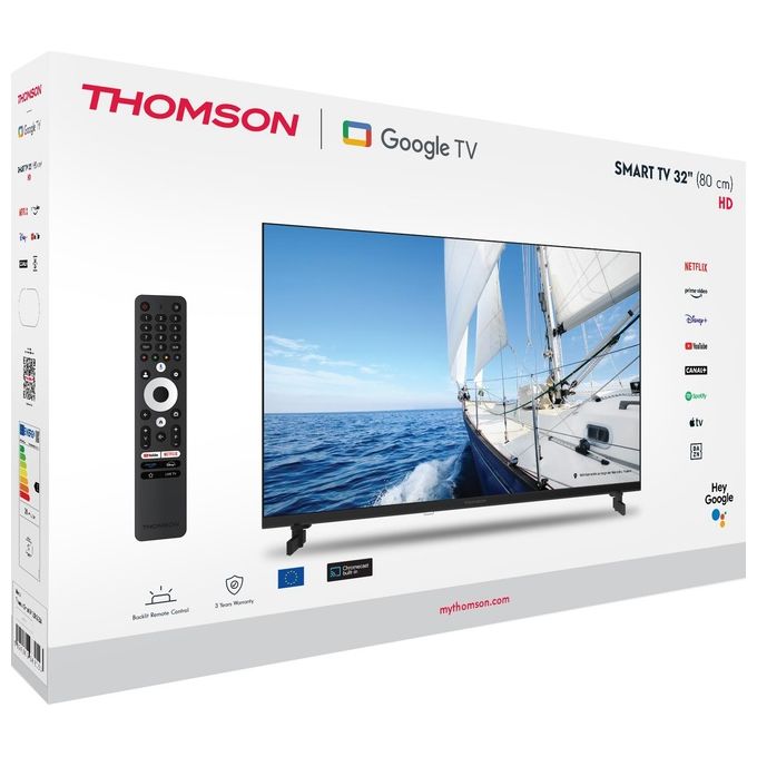 Thomson 32HG2S14 G63 Series Smart TV 32'' HD LCD Google TV Wi-Fi Bluetooth DVB-T2 colore Nero