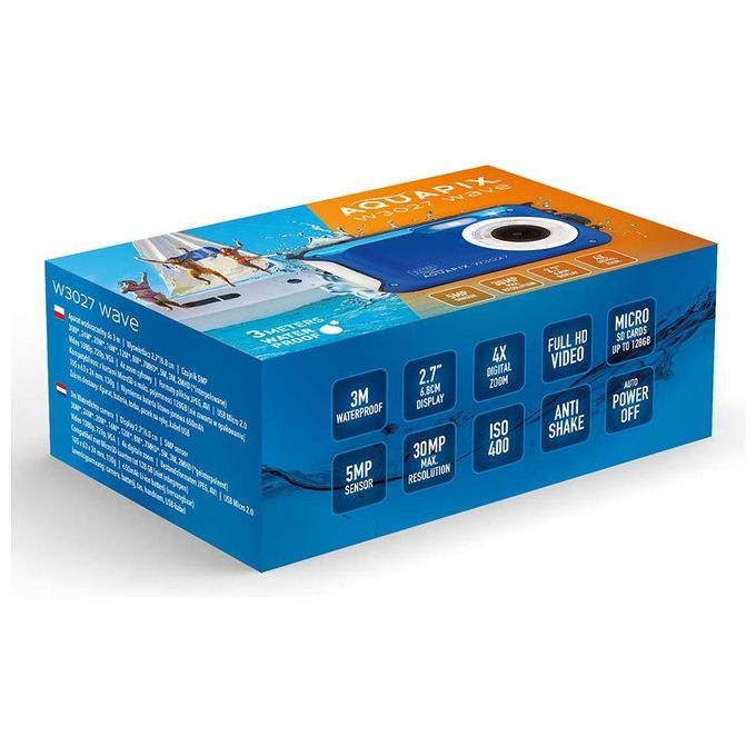 Easypix 10034 W3027 Wave Fotocamera Compatta 5 MP Full HD Impermeabile fino a 3 m colore Blu