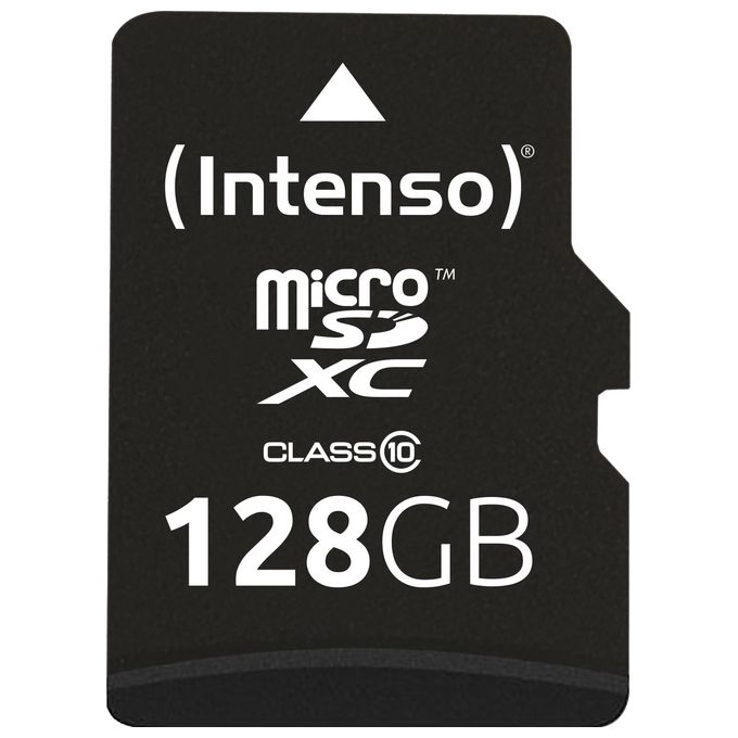 Intenso 3413491 Scheda di Memoria MicroSDXC 128 GB Classe 10 UHS-I con Adattatore SD Velocita' Lettura 40 MB-s Scrittura 10 MB-s colore Nero