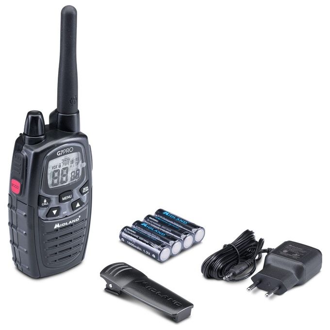 Midland Ricetrasmittente  G7-Pro nero 2018 Pmr446+lpd 8+69 Canali Batterie con Caricabatterie
