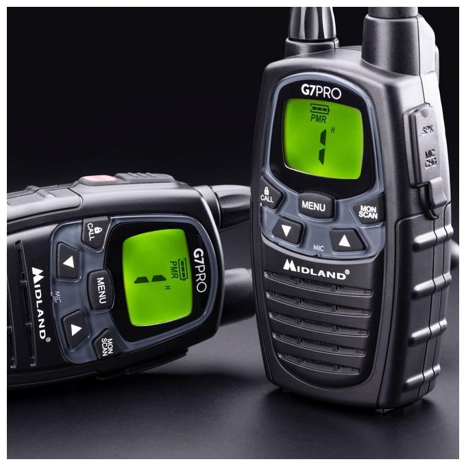 Midland Ricetrasmittente  G7-Pro nero 2018 Pmr446+lpd 8+69 Canali Batterie con Caricabatterie