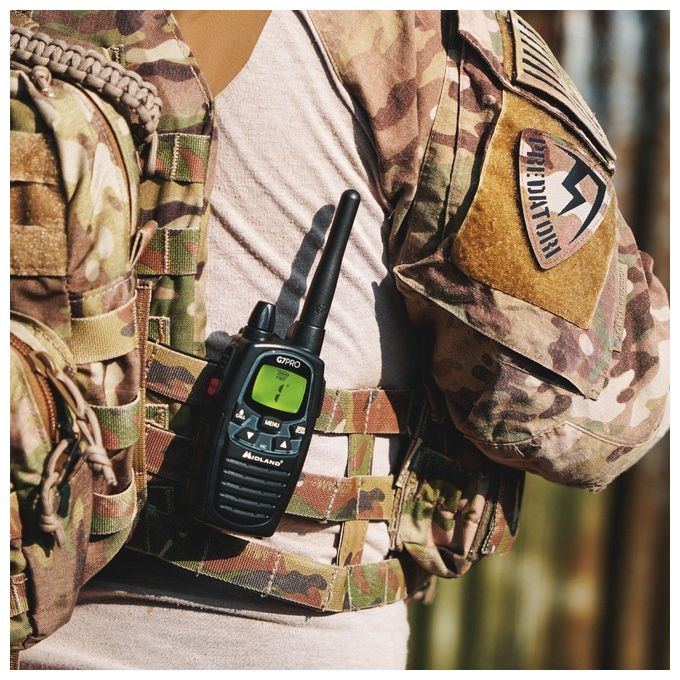 Midland C1090.13 G7 Pro Ricetrasmittente Walkie Talkie Coppia PMR446 69 Canali 500 W VOX Display LCD colore Nero