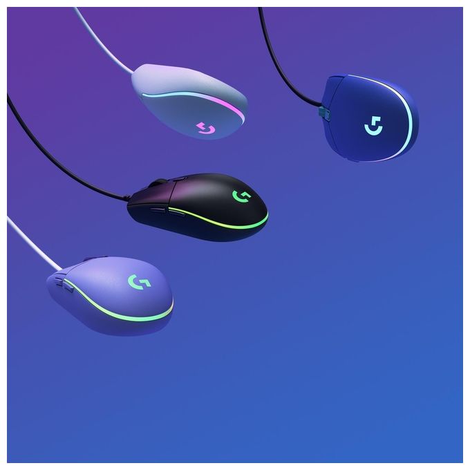 Logitech G 910-005798 G203 LIGHTSYNC Mouse Gaming 8000 DPI USB Tipo A 6 Pulsanti Programmabili 1000 Hz colore Blu