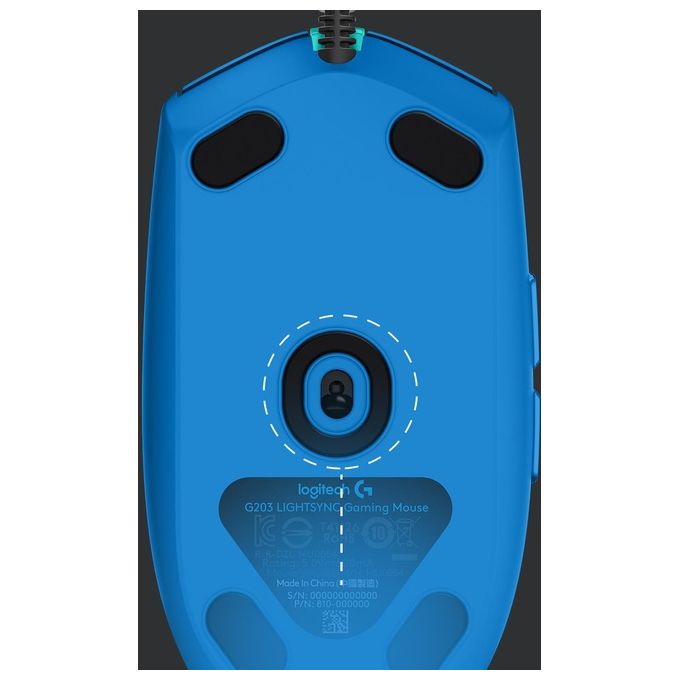 Logitech G 910-005798 G203 LIGHTSYNC Mouse Gaming 8000 DPI USB Tipo A 6 Pulsanti Programmabili 1000 Hz colore Blu