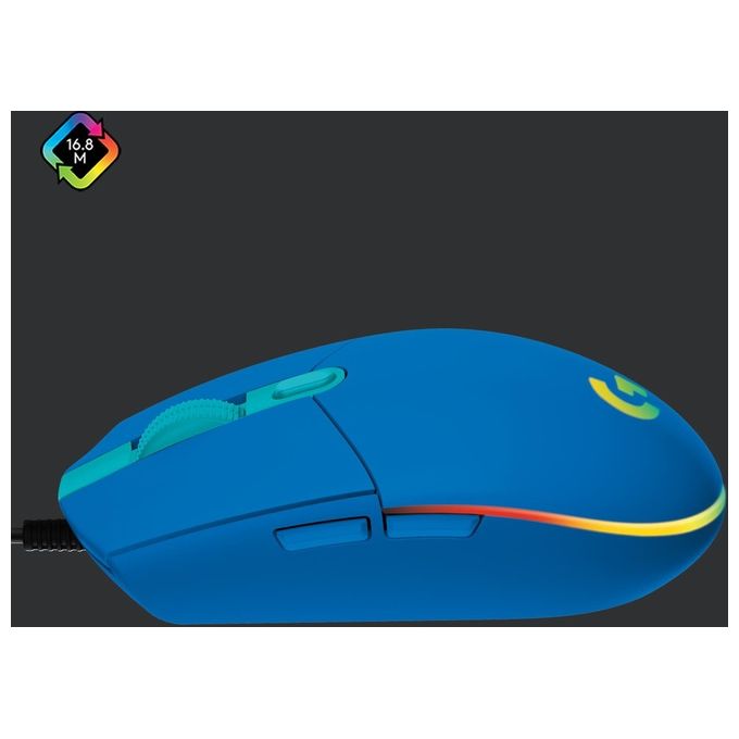 Logitech G 910-005798 G203 LIGHTSYNC Mouse Gaming 8000 DPI USB Tipo A 6 Pulsanti Programmabili 1000 Hz colore Blu