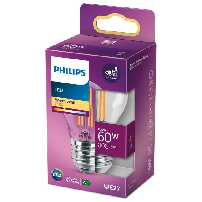Philips Sfera Lampadina Led 60W e27 Luce Bianco Caldo